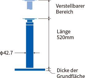 Verstellbarer Bereich Lange520mm Dicke der Grundflache